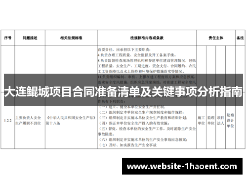 大连鲲城项目合同准备清单及关键事项分析指南